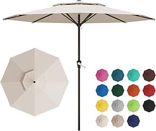 11FT 2-Tiers Outdoor Patio Umbrella, Outdoor Table Umbrella with Crank Lift System, Vented Large Market Umbrella 8 Sturdy Ribs UV Protection for Pool, Deck, Backyard, Garden (Cream-White)