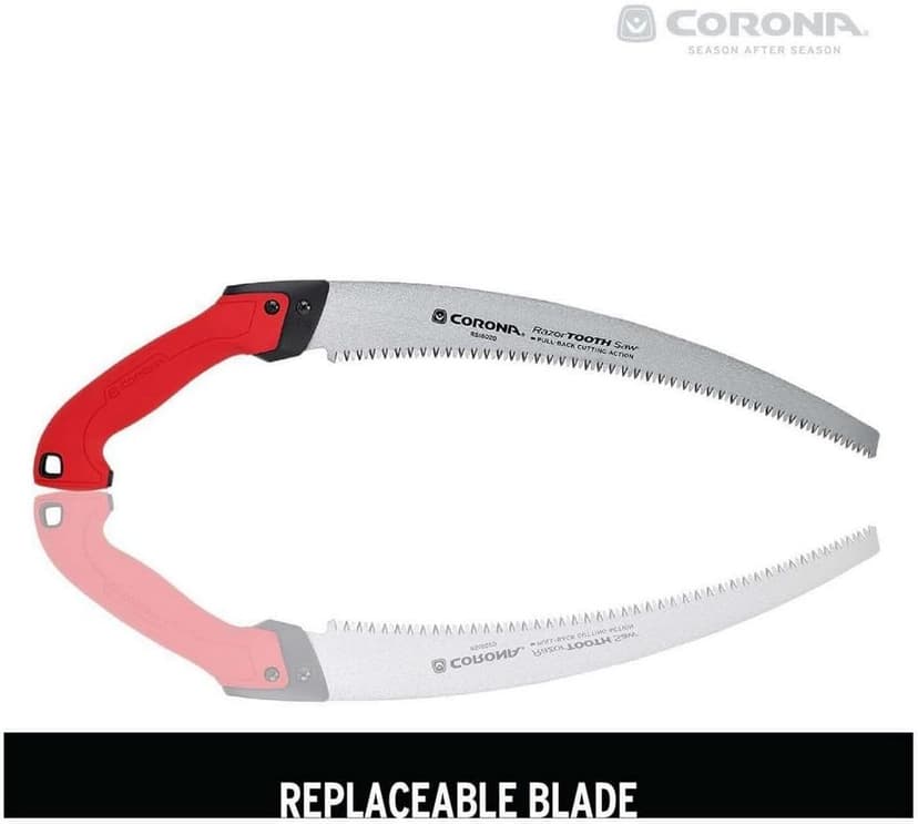 Corona Tools 14-Inch RazorTOOTH Pruning Saw | Tree Saw Designed for Single-Hand Use | Curved Blade Hand Saw | Cuts Branches Up to 8" in Diameter | RS16020, Red