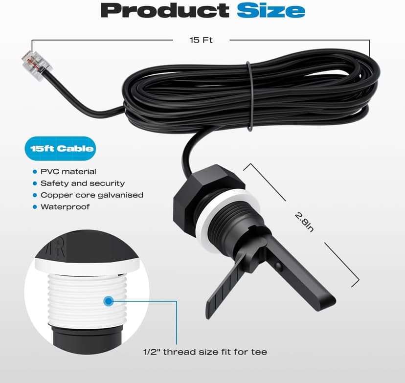 Hayward Flow Switch, GLX-FLO-RP for Hayward Goldline Aquarite Salt System Pool Flow Sensor Suitable Hayward Salt Cell and Chlorine Generator with 15ft Cable Pool Flow Switch