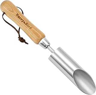 Bulb Planter Tool, 12" Garden Bulb Transplanter Tool, Stainless Steel Manual Hole Digger with Wooden Handle, Transplanting Agricultural Dibble Tool for Seed Planting & Flower Planter