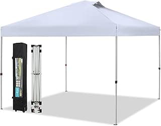Canopy Tent Pop Up 10x10 ft, Outdoor Patio Portable Commercial Canopies Shelter Heavy Duty Straight Legs with Roller Bag, 8 Stakes, 4 Guy Ropes, UPF50+, White, Sophia & William
