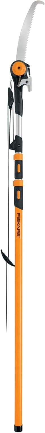 Fiskars 7-16 ft. Extendable 2-in-1 Pruner and Pole Saw For Tree Trimming, Tree Trimmer with Chain-Drive for Cutting Branches up to 1.25" Diameter with More Power, Garden Tools