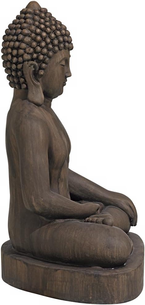 John Timberland Sitting Buddha Statue Sculpture Zen Asian Japanese Garden Decor Outdoor Front Porch Patio Yard Outside Home Balcony House Dark Sandstone Faux Stone Finish Resin 29 1/2" Tall