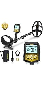 SAKOBS Metal Detector for Adults Professional – Higher Accuracy 9 Types of Metal Target Detection, 11" Waterproof Double-D Coil, New Upgraded DSP Chip and LCD Display （12.8" Detection Depth）