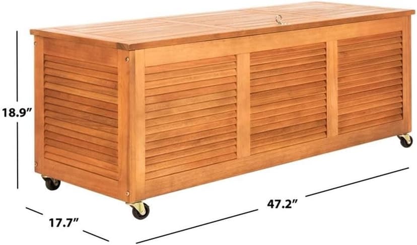 Safavieh PAT7038A Outdoor Collection Elina Teak 47.2" Cushion Deck Box