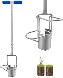 Updated Bulb Planter Long Handle for Digging, 5-in-1 Lawn and Garden Tool, Weeding, Soil Sampler, Transplanting, Sod Plugger Height Adjustable Bulb Transplanting