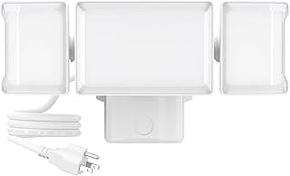 Olafus 60W Flood Lights Outdoor Plug in, Switch Controlled 6000LM LED Security Light, 6500K Outside Floodlights, IP65 Waterproof Exterior Flood Light Fixture for House Backyard Garage Patio White