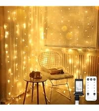suddus Curtain Lights for Bedroom, 200 Led Hanging String Lights Outdoor, Fairy Curtain Light Indoor for Christmas, Dorm, Wall, Backdrop, Window, Wedding, Party, Brithday Decor, Warm White