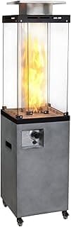 Afterglow Outdoor Patio Propane Fire Heater with Weather Cover Glass 41000 BTU Fireplace Patented & CSA Certificated, Cement Gray