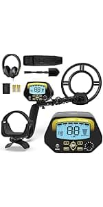 SAKOBS Metal Detector for Adults Professional – Higher Accuracy 9 Types of Metal Target Detection, 11" Waterproof Double-D Coil, New Upgraded DSP Chip and LCD Display （12.8" Detection Depth）