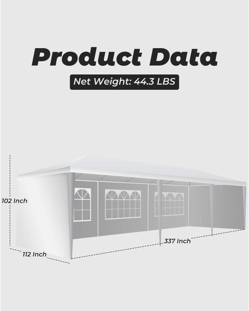 10'x30' Party Wedding Outdoor Patio Tent, Upgraded Canopy Heavy Duty Gazebo Pavilion -5