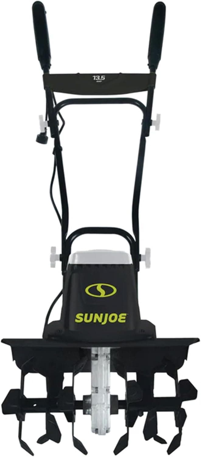 Sun Joe Electric Garden Tiller and Cultivator, Steel Tines, 13.5 Amp, 16 Inch, Black - Heavy Duty Gardening Machine and Equipment for Lawn, Yard, and Grass