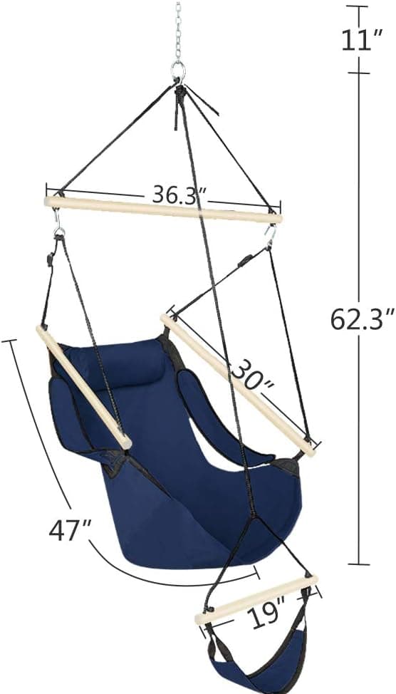 ONCLOUD Upgraded Unique Hammock Hanging Sky Chair, Air Deluxe Swing Seat with Rope (Navy Blue)