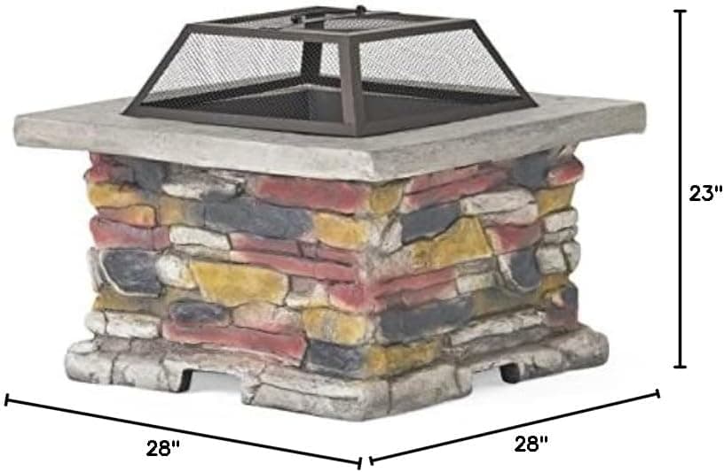 Christopher Knight Home Corporal Square Fire Pit, Stone