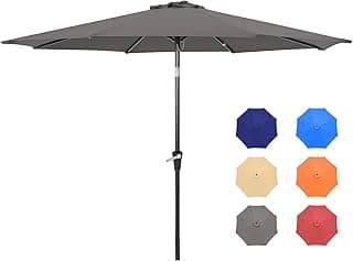 9FT Patio Umbrellas, Outdoor Patio Table Umbrella with Tilt Adjustment and Crank Lift System for Ourdoor Patio, Lawn, Backyard, Pool, Market, Grey