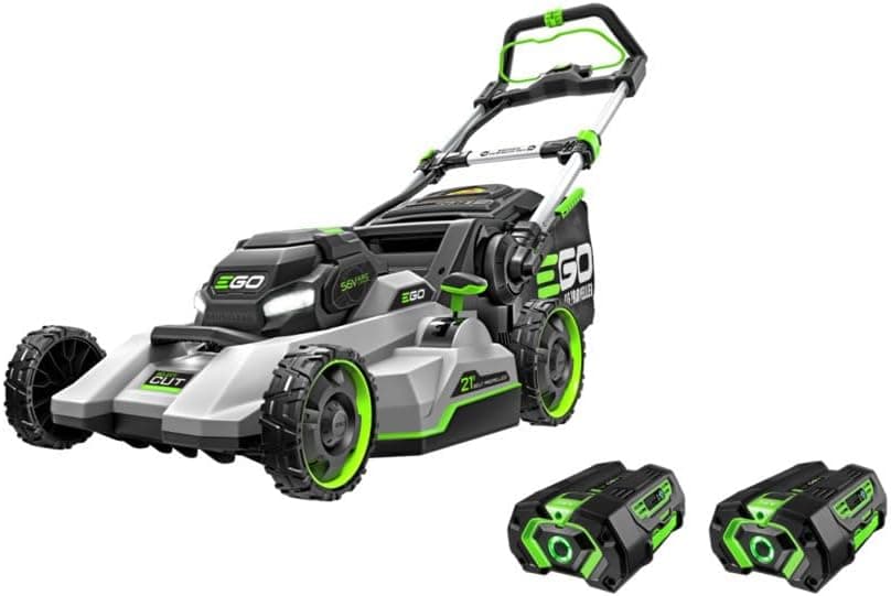 EGO Power+ Electric Lawn Mower, Self-Propelled Cordless with Select Cut and Touch Drive, Includes (2) 56V 4.0Ah Batteries and Rapid Charger – LM2132SP-2