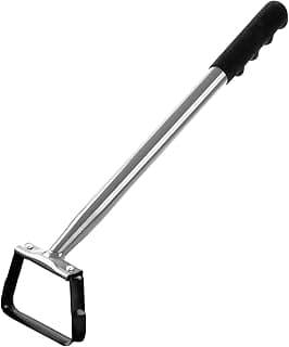 Walensee Mini Action Hoe for Weeding Stirrup Hoe Tools for Garden Hula-Ho with 14- Inch Scuffle Loop Hoe Gardening Weeder Cultivator, Sharp Durable Metal Handle Weeding Rake with Cushioned Grip, Grey