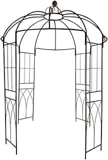 OUTOUR French Style Birdcage Shape Heavy Duty Gazebo,9'Highx 6‘6"Wide,Pergola Pavilion Arch Arbor Arbour Plants Stand Rack for Wedding Outdoor Garden Lawn Backyard Patio,Climbing Vines,Roses,Dark Rust