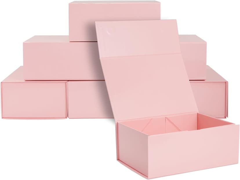 Stockroom Plus 6 Pack Magnetic Gift Boxes with Lids, 9.5 x 7 x 4 Inches for Birthday, Wedding, Groomsman and Bridesmaid Proposal Box (Pink)