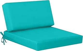 idee-home Outdoor Cushions for Patio Furniture, Outdoor Seat Cushion, Waterproof Couch Hampton Bay Deep Seat Replacement Chair Cushions for Garden Lawn Backyard Deck, 26.5 x 26.5 Peacock Blue