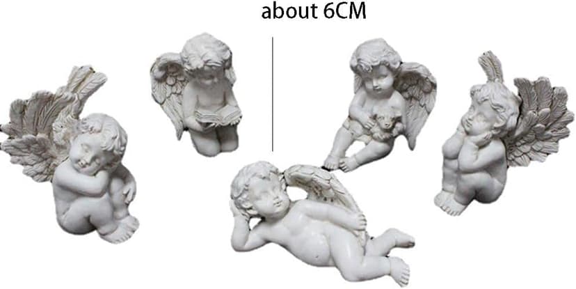 5 Pcs Little Angel Statues Miniatures Garden Stakes Resin Flower Pot Decoration Miniature Garden Planters Angel Figurines Decor