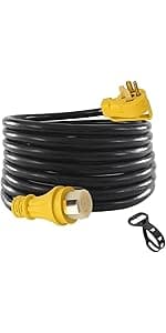 S7 25 Feet Heavy Duty Generator Adaptor Extension Cord,Locking Cord,NEMA L14-30P/Four 5-20R, Generator Power Cord