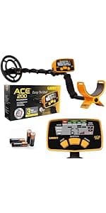 Garrett ACE 200 Metal Detector for Adults and Kids, Made in USA, Waterproof Search Coil