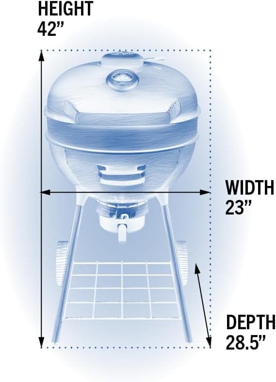 Napoleon - PRO22 Charcoal Kettle Grill, Black, Porcelain Enameled Lid and Bowl, Chrome Plated Cooking Grid