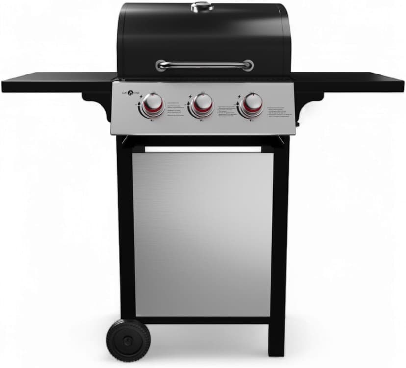 GasOne GP-1030S One 3 Burner Stainless Steel– Outdoor Cabinet Style with Wheels-High-Temperature Paint Coating Gas BBQ Grill – Elegant and Luxurious Design, Black