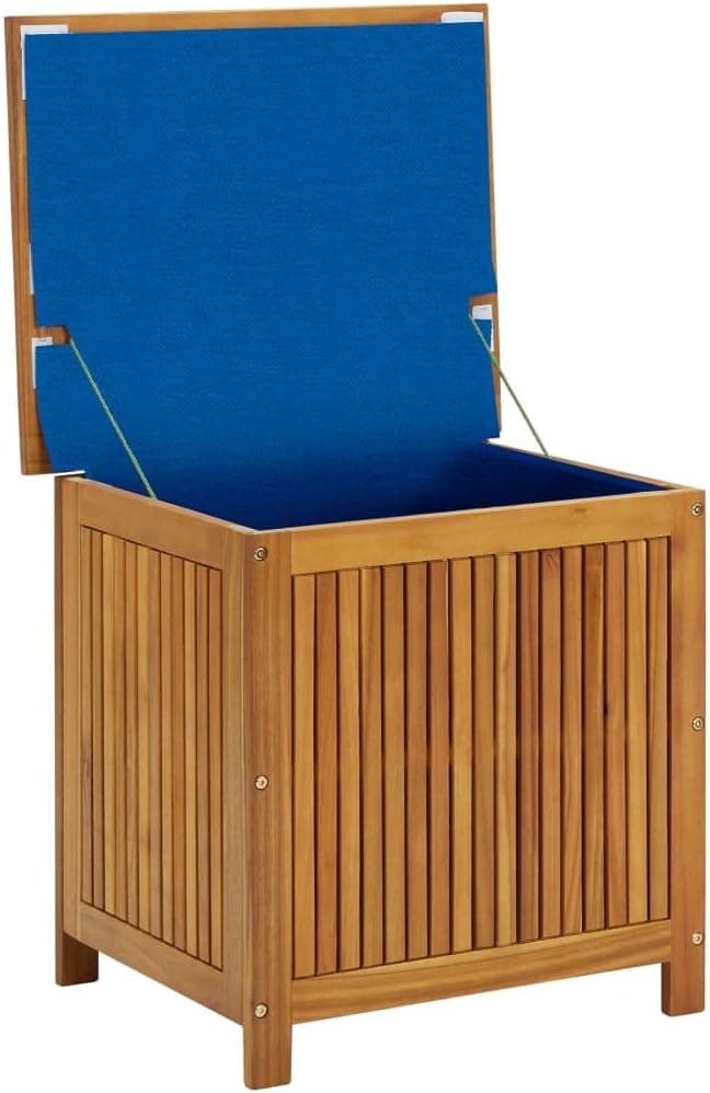 vidaXL Outdoor Storage Box, Deck Box with Lid, Storage Chest with Water-Resistant Bag Inside, 23.6''x19.7''x22.8'', Solid Acacia Wood