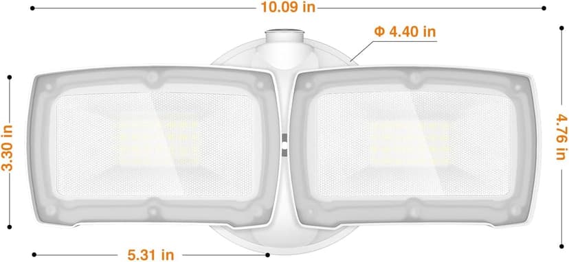 LEPOWER 2 Pack LED Security Light Dusk to Dawn Outdoor Flood Light Fixture with 2 Adjustable Heads, 3000LM/28W, 5500K, IP65 Waterproof Exterior Flood Lights for Garage, Backyard (White)