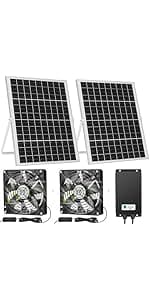Solar 3 Fan Kit, 25W Solar Panel Powered Exhaust Fan for Outdoor Chicken Coop, Greenhouse & Shed, Intake or Exhaust Air for Cooling, IP67 Waterproof, 3500RPM, 15 FT Long Cord