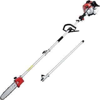 Gas Powered Pole Saw, 16-FT Height Reachable Cordless Extension Chainsaw for Tree Trimming with 3.6ft Extension Pole Reach to 16 feet for Tree Limb Branches Pruning, Classical Saw Head