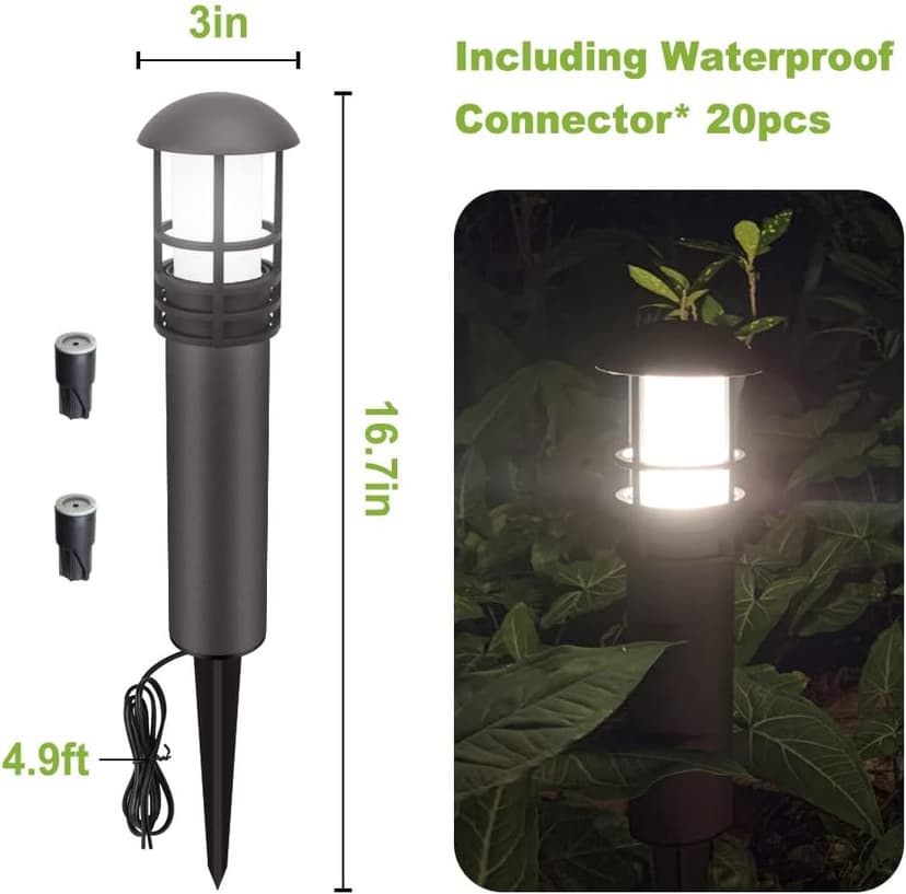 VOLISUN Outdoor LED Landscape Lighting,12-Pack 3W 12V Low Voltage Pathway Lights,Outdoor Waterproof Garden Lights,Aluminum Housing ETL Listed,CRI 90+,3000K Warm White for Driveway Sidewalk