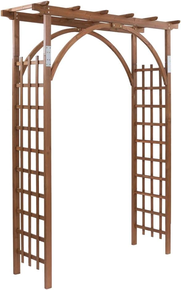 VINGLI 85in Wooden Arbor, Wedding Arch for Ceremony, Wood Trellis for Plant Climbing, Christmas Decor Pergola for Garden Backyard, Lawn (Brown)