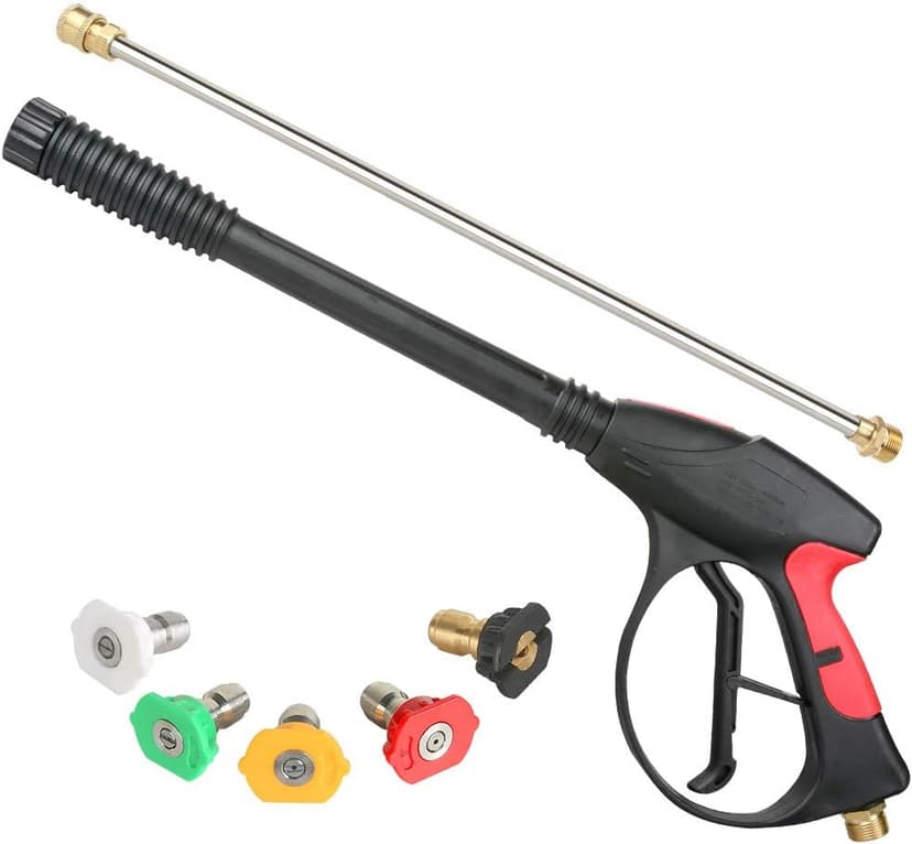 Sooprinse High Pressure Washer Gun Power Spray Gun 4000psi with 19 inch Extension Replacement Wand Lance,5 Quick Connect Nozzles for Honda Excell Troybilt, Generac, Simpson, Briggs Stratton