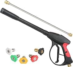 Sooprinse High Pressure Washer Gun Power Spray Gun 4000psi with 19 inch Extension Replacement Wand Lance,5 Quick Connect Nozzles for Honda Excell Troybilt, Generac, Simpson, Briggs Stratton
