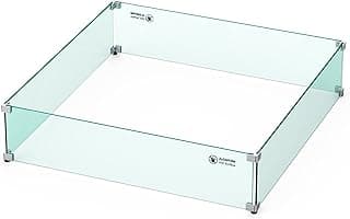 Skyflame Fire Pit Glass Wind Guard Square, 30" x 30" x 6" Tempered Glass Flame Shields, Fire-Resistant Windscreen Set, Fits for 24-inch fire Pit Burner pan