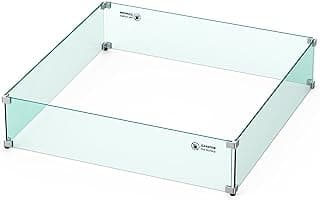 Skyflame Fire Pit Glass Wind Guard Square, 30" x 30" x 6" Tempered Glass Flame Shields, Fire-Resistant Windscreen Set, Fits for 24-inch fire Pit Burner pan