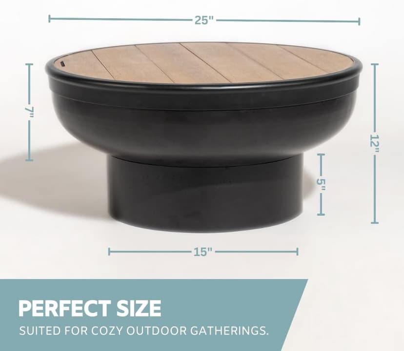 Cast Iron Fire Pit Table with Lid, Extra Thick and Heavy Duty Fire Bowl, Deep Round Firepit for Outdoor Bonfire Gatherings, Wood Burning Firepits for Outside Patio, Modern Outdoor Fire Pits