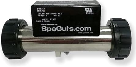 SpaGuts 25-150-0001 Universal Inline Bath Heater Kit, 1.5KW, 110V, 7x1.5 inches, with Built-in Pressure Switch