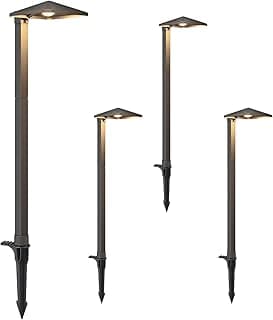 EDISHINE Low Voltage Landscape Lighting, 3W 230LM 3000K 50,000 Hrs Waterproof LED Pathway Lights Wired, 12V Outdoor Electric Landscape Lighting with Connectors, Aluminum Housing, ETL Listed, 4 Pack