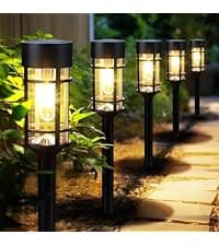 8 Pack Solar Pathway Lights Outdoor, LED Solar Garden Lights Glass Stainless Steel Solar Landscape Lights Up to 12 Hrs Outdoor Solar Lights for Lawn Yard Walkway Driveway
