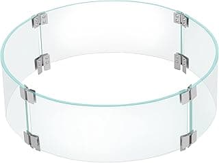BALI OUTDOORS Round Gas Fire Pit Glass Wind Guard, 20 x 6 inch Clear Tempered Glass Flame Shield, Fire Table Accessory Shield for Outdoor, Garden, Patio, Backyard