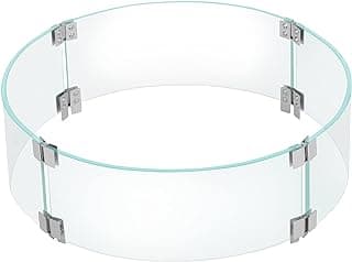 BALI OUTDOORS Round Gas Fire Pit Glass Wind Guard, 20 x 6 inch Clear Tempered Glass Flame Shield, Fire Table Accessory Shield for Outdoor, Garden, Patio, Backyard