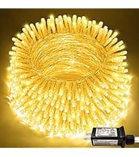 JMEXSUSS 200 LED String Lights Indoor Outdoor Clear Wire, Connectable Warm White Christmas String Lights for Bedroom, 66 Ft Twinkle Fairy String Lights Plug in for Home Wedding Tree Yard Patio Spring