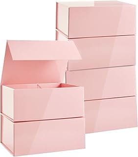 Stockroom Plus 6 Pack Magnetic Gift Boxes with Lids, 9.5 x 7 x 4 Inches for Birthday, Wedding, Groomsman and Bridesmaid Proposal Box (Pink)