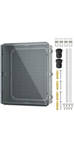 Joinfworld Lockable Outdoor Weatherproof Electrical Box for Electronics Outside 11.4x7.5x5.5 Weather Proof Electrical Box Plastic Nema 4 Enclosure Clear