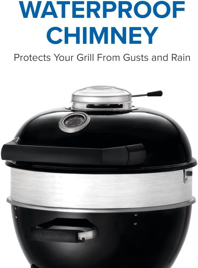 Napoleon - PRO22 Charcoal Kettle Grill, Black, Porcelain Enameled Lid and Bowl, Chrome Plated Cooking Grid