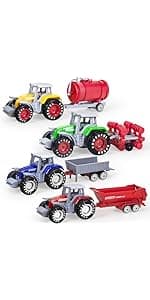 5 Pack Farm Tractor Toys, Die Cast Alloy Farm Trucks Tractor Toys for Kids 3-5 6 7 8 9 Farm Equipment Toys for 3 Years Old and Up Boys Toddlers Gifts - Includes Tractors, Combine Harvester
